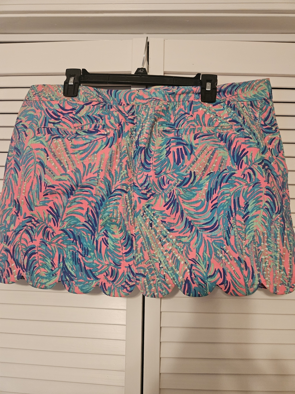 Scalloped Tropical Print Mini Skirt - Pink Multi - Picture 4 of 4